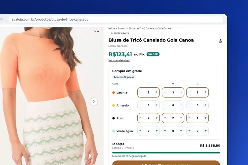 Compra em Grade para Atacado numa loja Nuvemshop