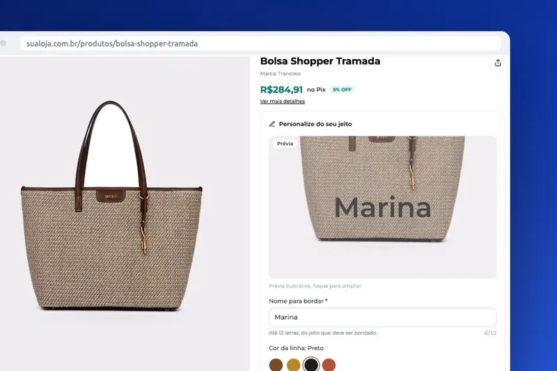 Produto Personalizado com Prévia numa loja Nuvemshop